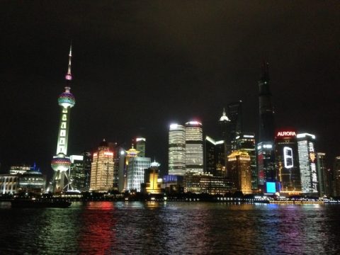 中国、上海の夜景